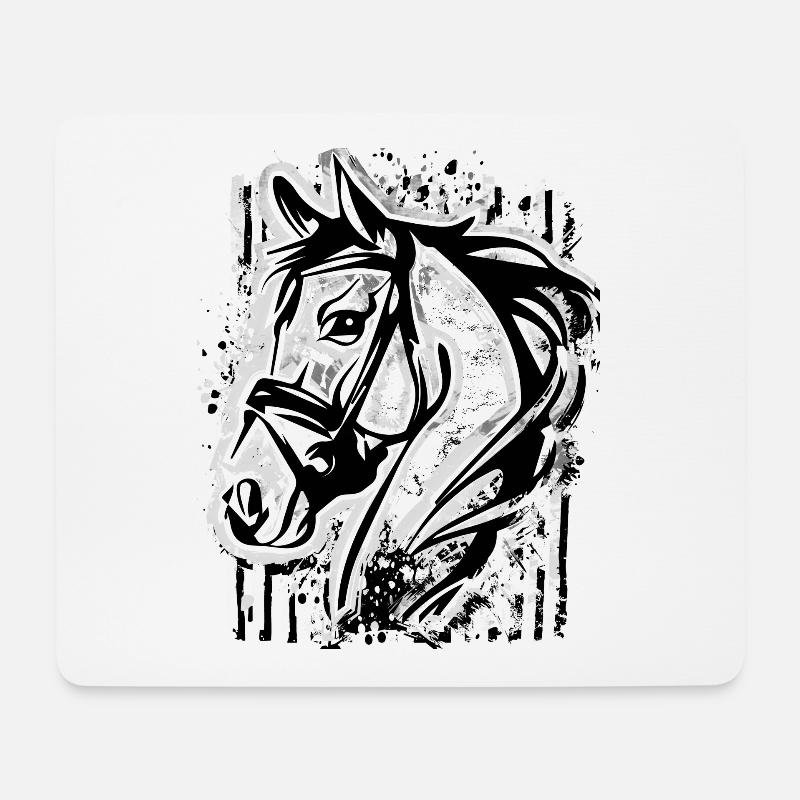 Reiten - Reiter - Reitsport - Pferdekopf - Stute - Mousepad (Querformat) - Weiß