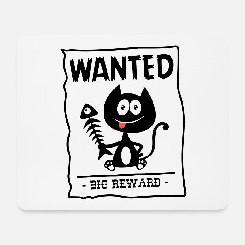 Chat gesucht! Katze von der Polizei gesucht, Humor - Mousepad (Querformat) - Weiß