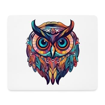 Eule bunt Boho Cartoon Style, geometrisch - Mousepad (Querformat) - Weiß - Vorne