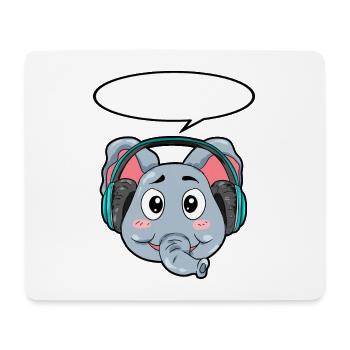 Elephant with headphones - Mouse Pad (horizontal) - white - Front