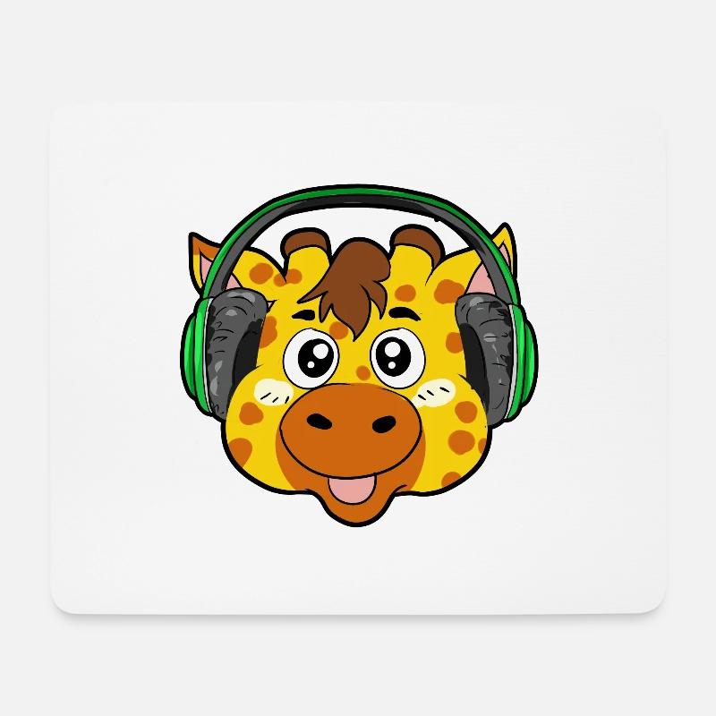 Giraffe with headphones - Mouse Pad (horizontal) - white