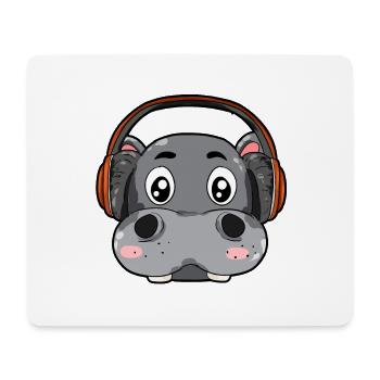 Hippopotames avec écouteurs - Tapis de souris (format paysage) - blanc - Devant