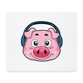 Pig with headphones - Mouse Pad (horizontal) - white - Front