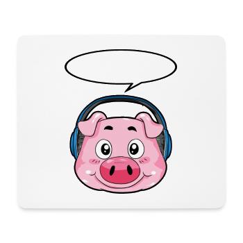 Pig with headphones - Mouse Pad (horizontal) - white - Front