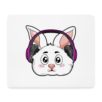 Rabbit with headphones - Mouse Pad (horizontal) - white - Front