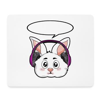 Rabbit with headphones - Mouse Pad (horizontal) - white - Front