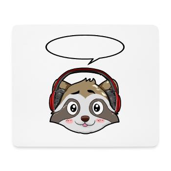 Raccoon with headphones - Mouse Pad (horizontal) - white - Front
