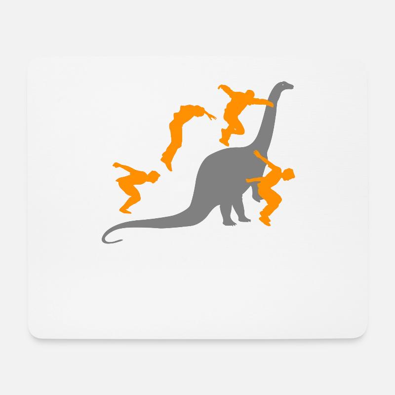 Parkour Parkour Runner Obstacle Parkour Dinosaurs - Mouse Pad (horizontal) - white