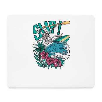 SUP Surfer Stand Up Paddle Surfing Skelett Welle - Mousepad (Querformat) - Weiß - Vorne