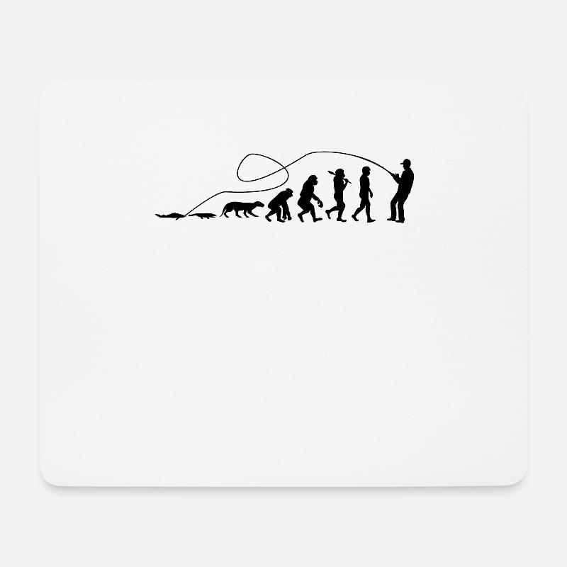 Evolution Angler TShirt - Mousepad (Querformat) - Weiß