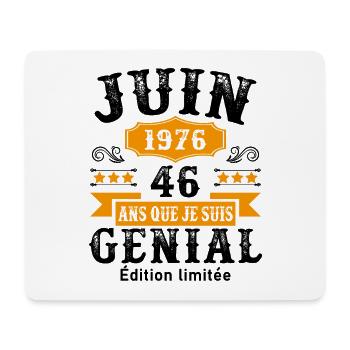 46 Ans Anniversaire Vintage Né(e) en Juin 1976 - Tapis de souris (format paysage) - blanc - Devant