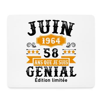 58 Ans Anniversaire Vintage Né(e) en Juin 1964 - Tapis de souris (format paysage) - blanc - Devant