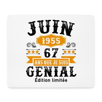 67 Ans Anniversaire Vintage Né(e) en Juin 1955 - Tapis de souris (format paysage) - blanc - Devant