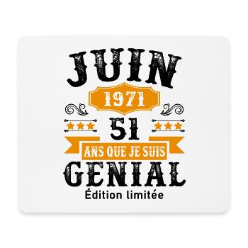 51 Ans Anniversaire Vintage Né(e) en Juin 1971 - Tapis de souris (format paysage) - blanc - Devant