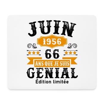 66 Ans Anniversaire Vintage Né(e) en Juin 1956 - Tapis de souris (format paysage) - blanc - Devant