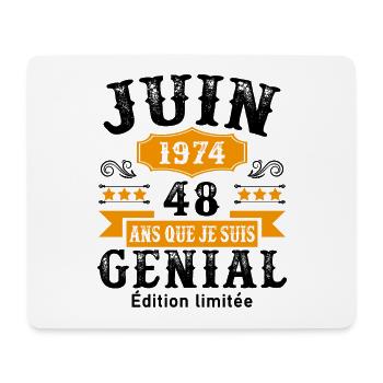 48 Ans Anniversaire Vintage Né(e) en Juin 1974 - Tapis de souris (format paysage) - blanc - Devant