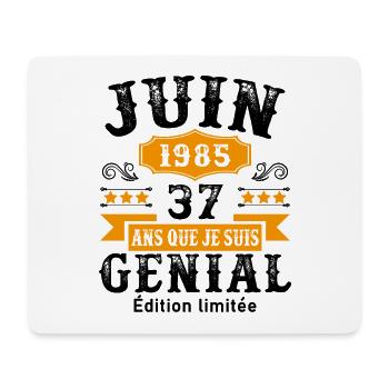 37 Ans Anniversaire Vintage Né(e) en Juin 1985 - Tapis de souris (format paysage) - blanc - Devant