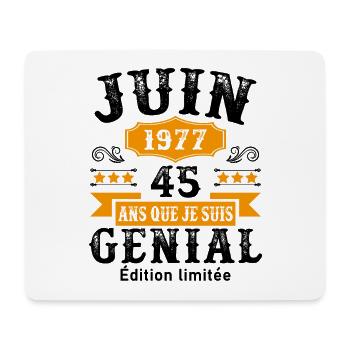 45 Ans Anniversaire Vintage Né(e) en Juin 1977 - Tapis de souris (format paysage) - blanc - Devant