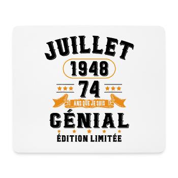 74 Ans Anniversaire Vintage Né(e) en Juillet 1948 - Tapis de souris (format paysage) - blanc - Devant