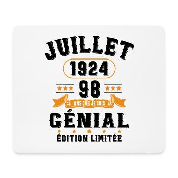 98 Ans Anniversaire Vintage Né(e) en Juillet 1924 - Tapis de souris (format paysage) - blanc - Devant