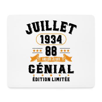 88 Ans Anniversaire Vintage Né(e) en Juillet 1934 - Tapis de souris (format paysage) - blanc - Devant
