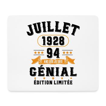 94 Ans Anniversaire Vintage Né(e) en Juillet 1928 - Tapis de souris (format paysage) - blanc - Devant