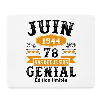78 Ans Anniversaire Vintage Né(e) en Juin 1944 - Tapis de souris (format paysage) - blanc - Devant