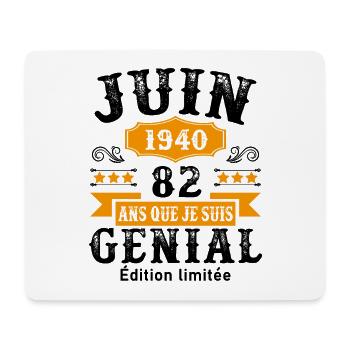 82 Ans Anniversaire Vintage Né(e) en Juin 1940 - Tapis de souris (format paysage) - blanc - Devant