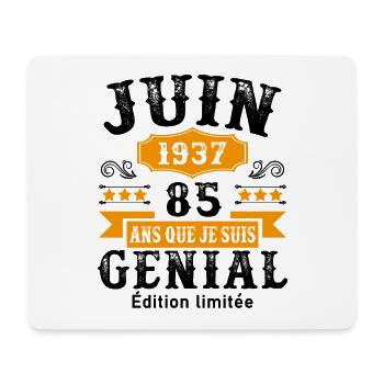 85 Ans Anniversaire Vintage Né(e) en Juin 1937 - Tapis de souris (format paysage) - blanc - Devant