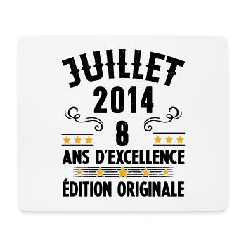 8 Ans Anniversaire Vintage Né(e) en Juillet 2014 - Tapis de souris (format paysage) - blanc - Devant