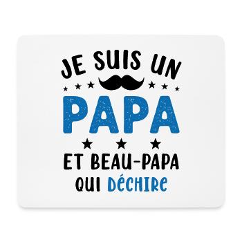 je suis un Papa et un Beau-Papa qui déchire - Tapis de souris (format paysage) - blanc - Devant