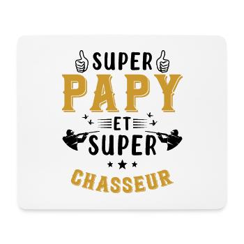 Super papy et Super Chasseur - Tapis de souris (format paysage) - blanc - Devant