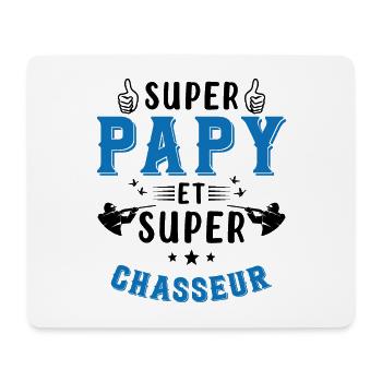 Super papy et Super Chasseur - Tapis de souris (format paysage) - blanc - Devant