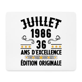 36 Ans Anniversaire Vintage Né(e) en Juillet 1986 - Tapis de souris (format paysage) - blanc - Devant