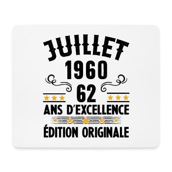 62 Ans Anniversaire Vintage Né(e) en Juillet 1960 - Tapis de souris (format paysage) - blanc - Devant