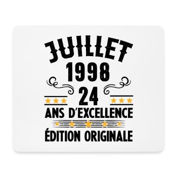 24 Ans Anniversaire Vintage Né(e) en Juillet 1998 - Tapis de souris (format paysage) - blanc - Devant