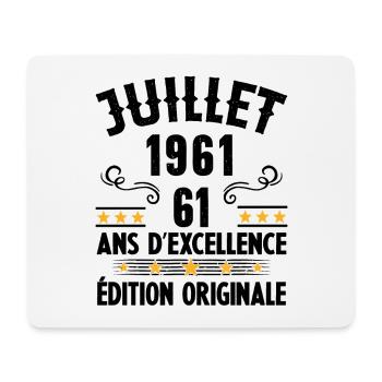 61 Ans Anniversaire Vintage Né(e) en Juillet 1961 - Tapis de souris (format paysage) - blanc - Devant