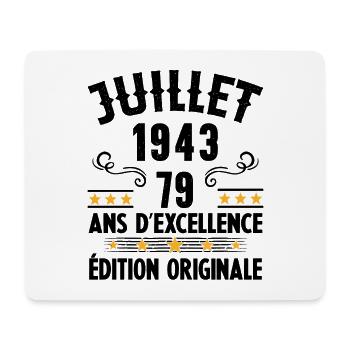 79 Ans Anniversaire Vintage Né(e) en Juillet 1943 - Tapis de souris (format paysage) - blanc - Devant