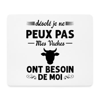 Mes Vaches Cadeau drôle pour l'agriculteur - Tapis de souris (format paysage) - blanc - Devant