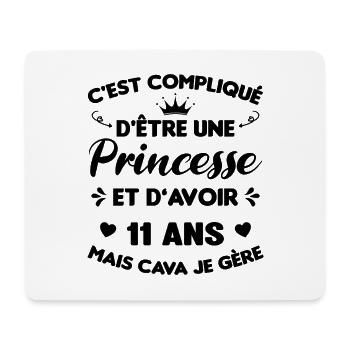 Princesse 11 Ans Anniversaire Idée Cadeau Licorne - Tapis de souris (format paysage) - blanc - Devant