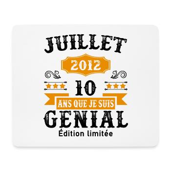 10 Ans Anniversaire Vintage Né(e) en Juillet 2012 - Tapis de souris (format paysage) - blanc - Devant