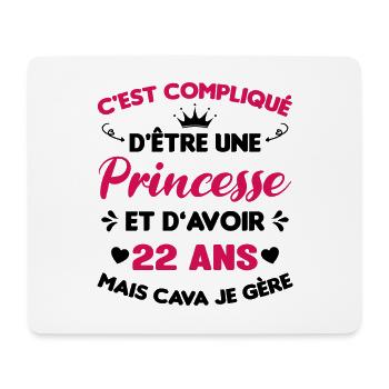Princesse 22 Ans Anniversaire Idée Cadeau Pink - Tapis de souris (format paysage) - blanc - Devant