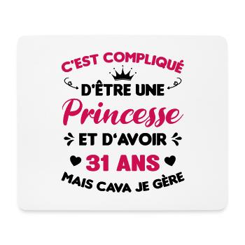 Princesse 31 Ans Idée Cadeau Anniversaire Amour - Tapis de souris (format paysage) - blanc - Devant