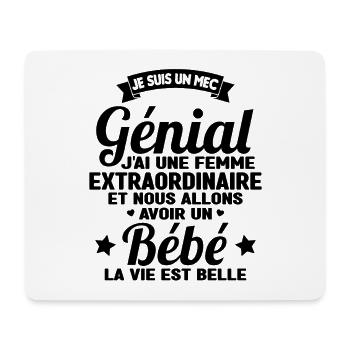 Je suis un mec génial j'ai une femme extraordinair - Tapis de souris (format paysage) - blanc - Devant