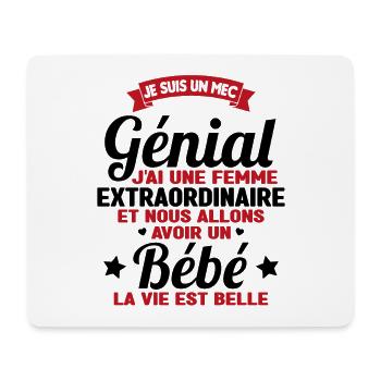 Je suis un mec génial j'ai une femme extraordinair - Tapis de souris (format paysage) - blanc - Devant
