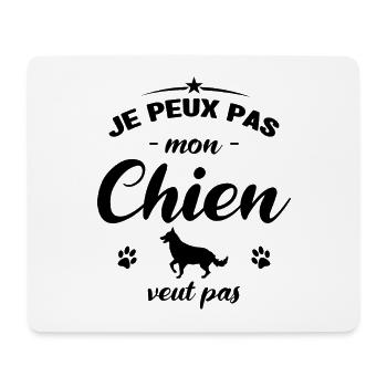 je peux pas mon chien veut pas - Tapis de souris (format paysage) - blanc - Devant
