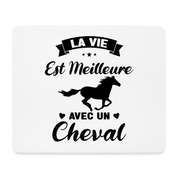 Equitation La Vie est Meilleure avec un Cheval - Tapis de souris (format paysage) - blanc - Devant