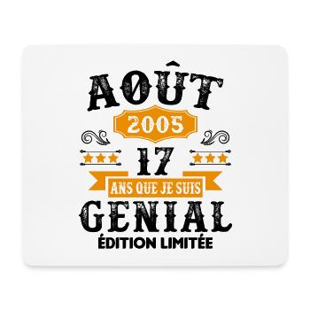 17 Ans Anniversaire Vintage Né(e) en Août 2005 - Tapis de souris (format paysage) - blanc - Devant