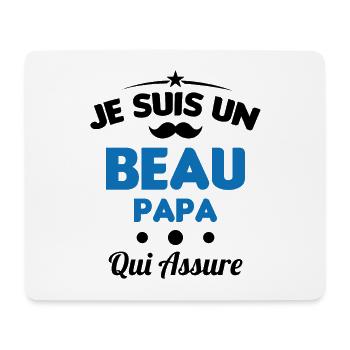 je suis un Beau-Papa qui assure humour - Tapis de souris (format paysage) - blanc - Devant