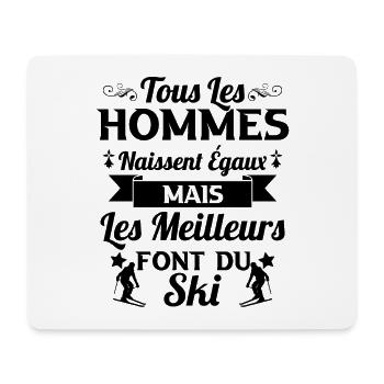 Ski - Hommes naissent égaux meilleurs font du ski - Tapis de souris (format paysage) - blanc - Devant